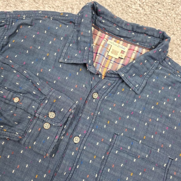 Carbon 2 Cobalt Shirt Mens XL Blue Polka Dot Confetti Sprinkles Button Casual - Picture 1 of 11